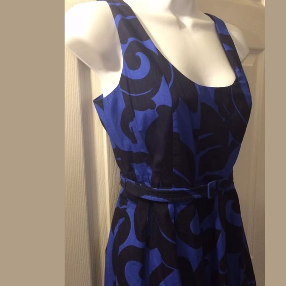 J. CREW Balustrade Blue Belted Scroll Floral Print Dress Knit Shift Sheath - Picture 4 of 8